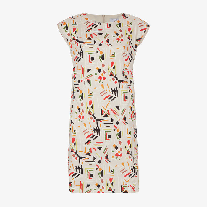 packshot image of the maaza dress in rhythm print