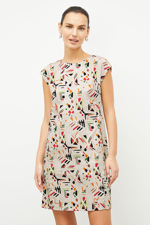 front image of a woman wearing the maaza dress in rhythm print | Exclude | Grid