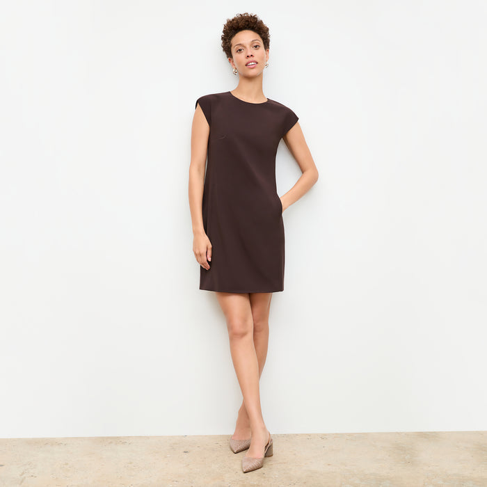 front image of a woman wearing the maaza dress in wine | Lead