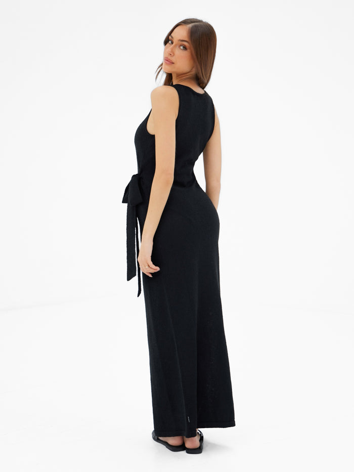 Mae Tied Waist Dress - Black
