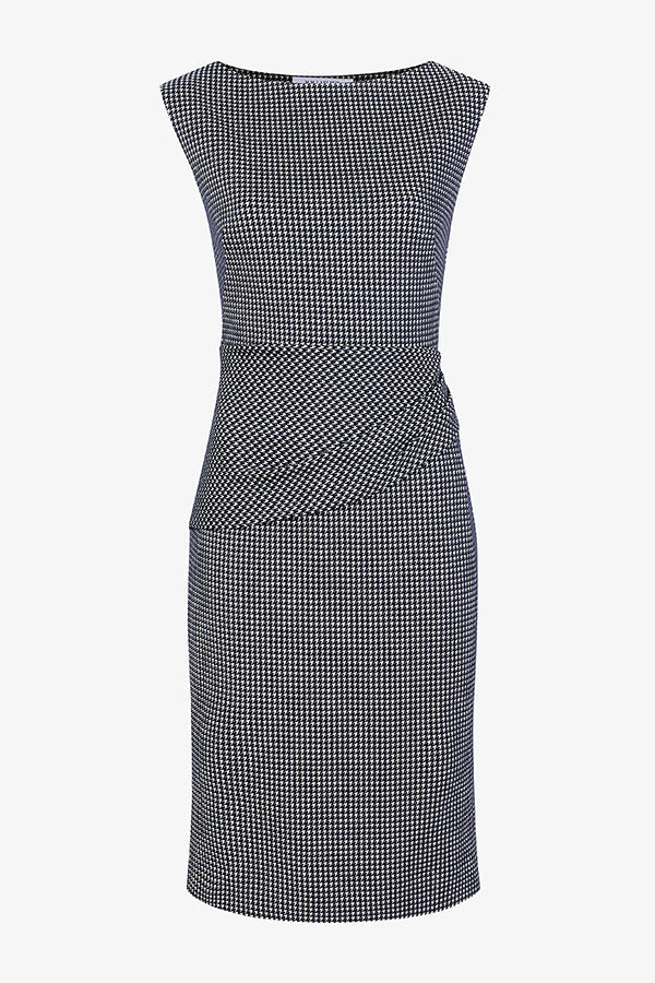 packshot image of the maisie dress in stretch houndstooth | Exclude | Still