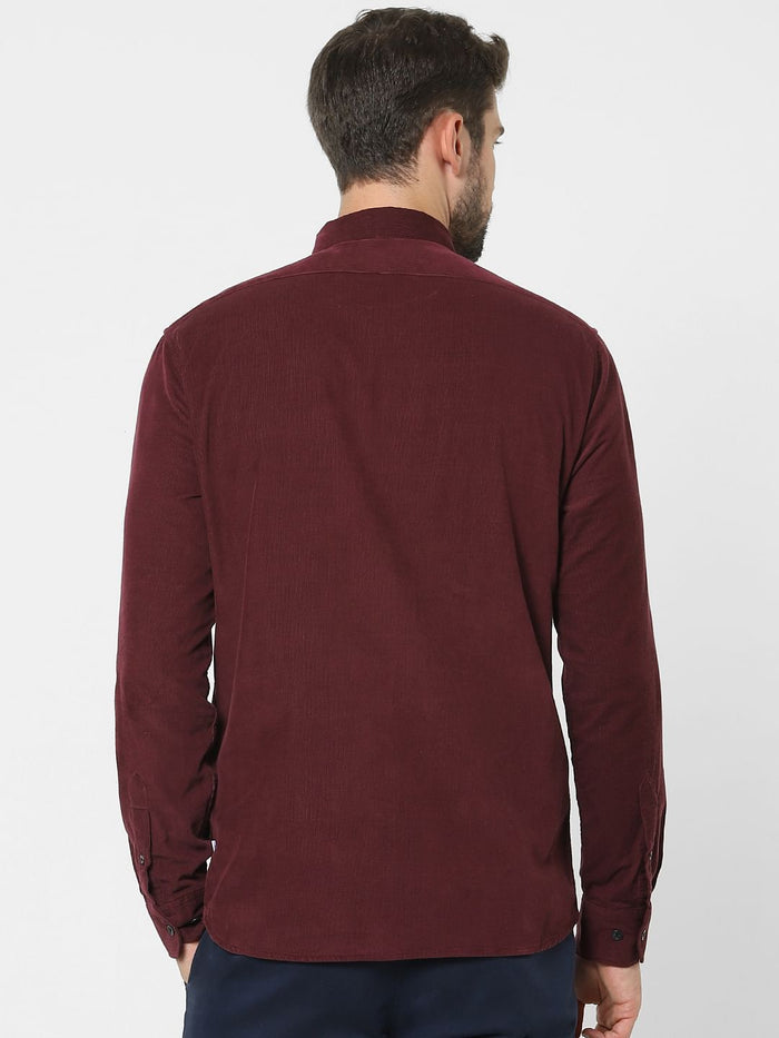 Maroon Corduroy Full Sleeves Shirt