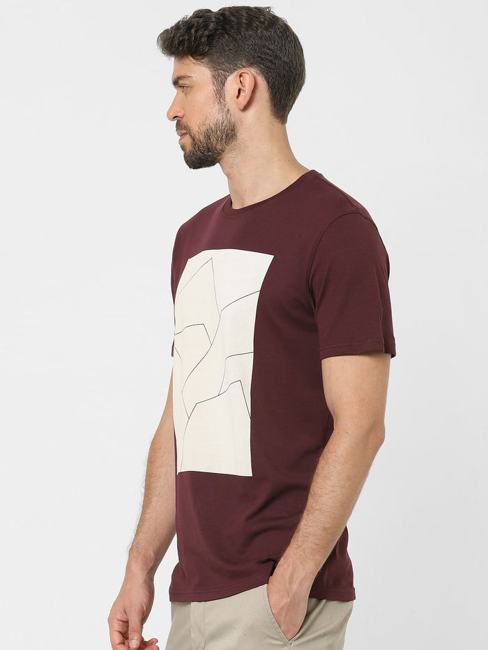 Maroon Graphic Print Crew Neck T-Shirt