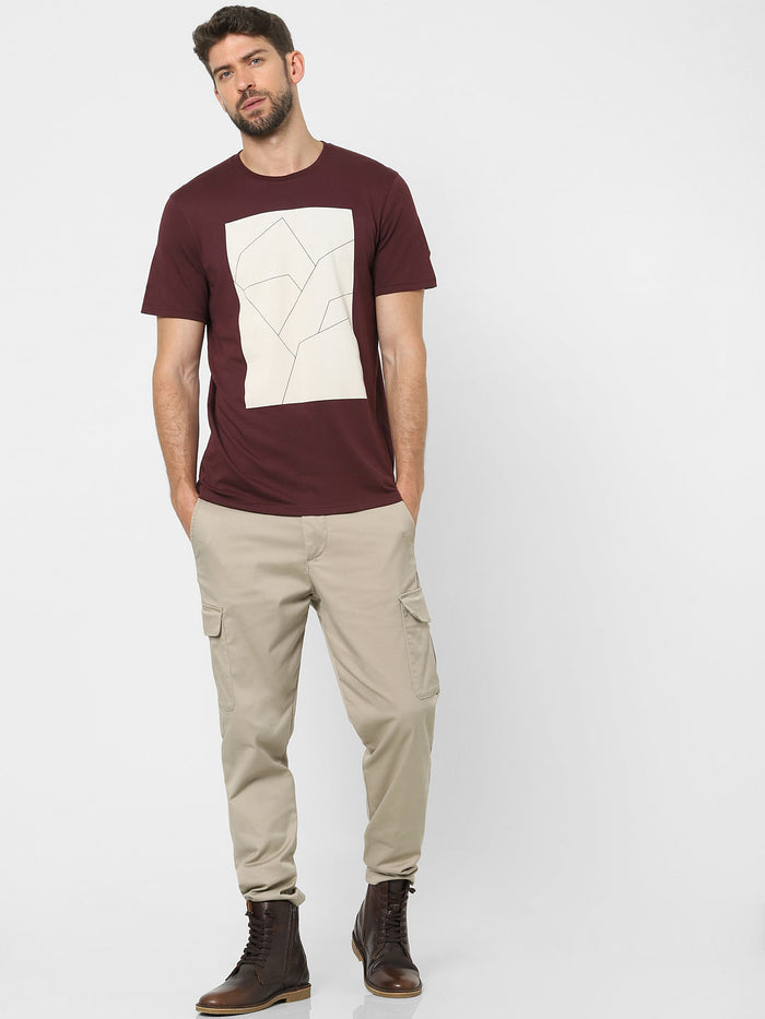 Maroon Graphic Print Crew Neck T-Shirt