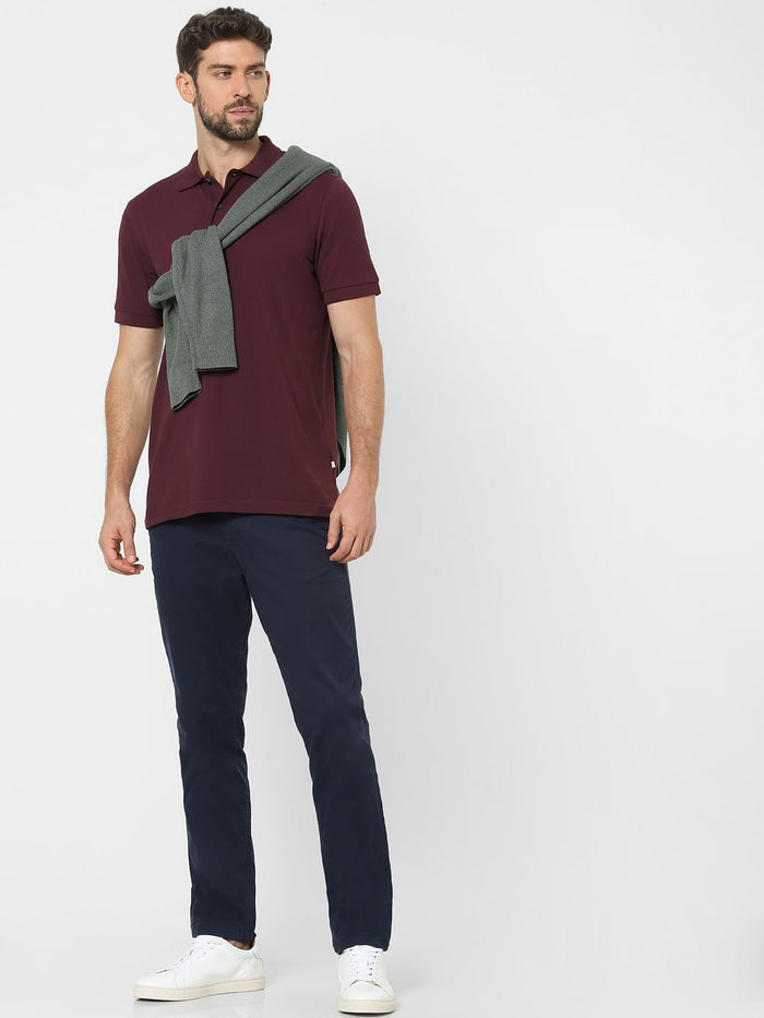 Maroon Organic Cotton Polo Neck T-Shirt