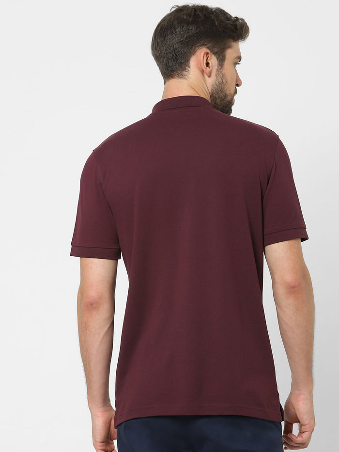 Maroon Organic Cotton Polo Neck T-Shirt