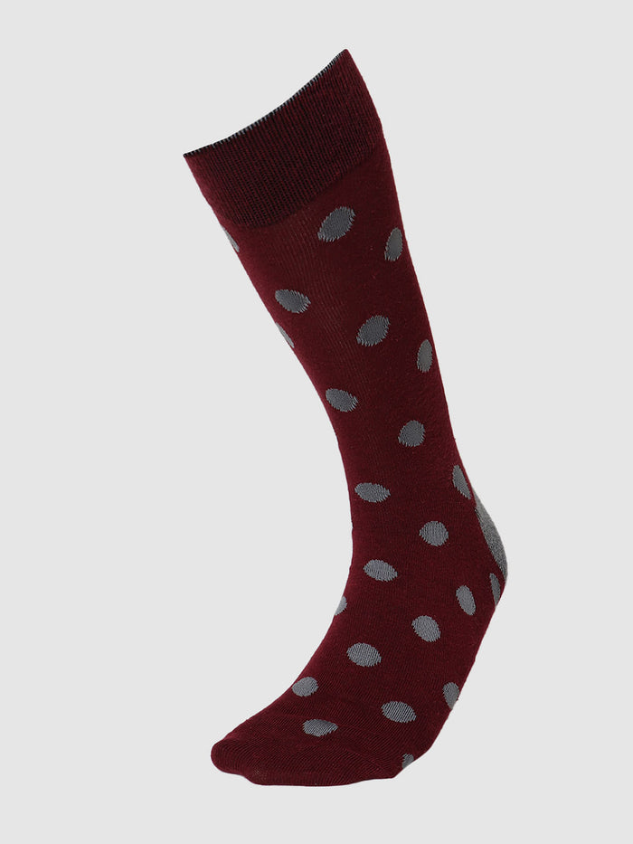 Maroon Polka Dot Mid Calf Length Socks