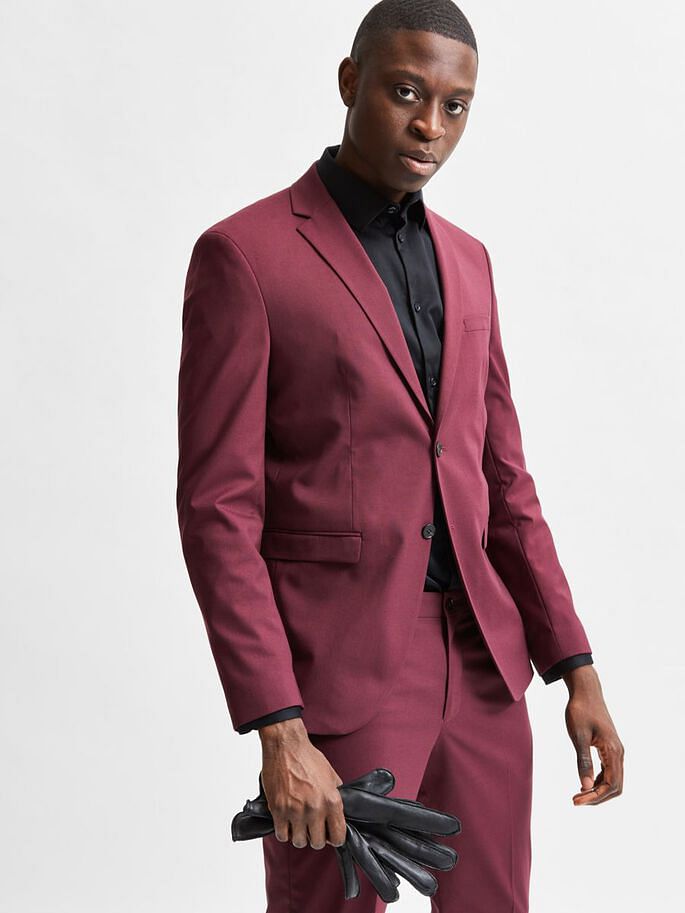 Maroon Slim Fit Suit Blazer
