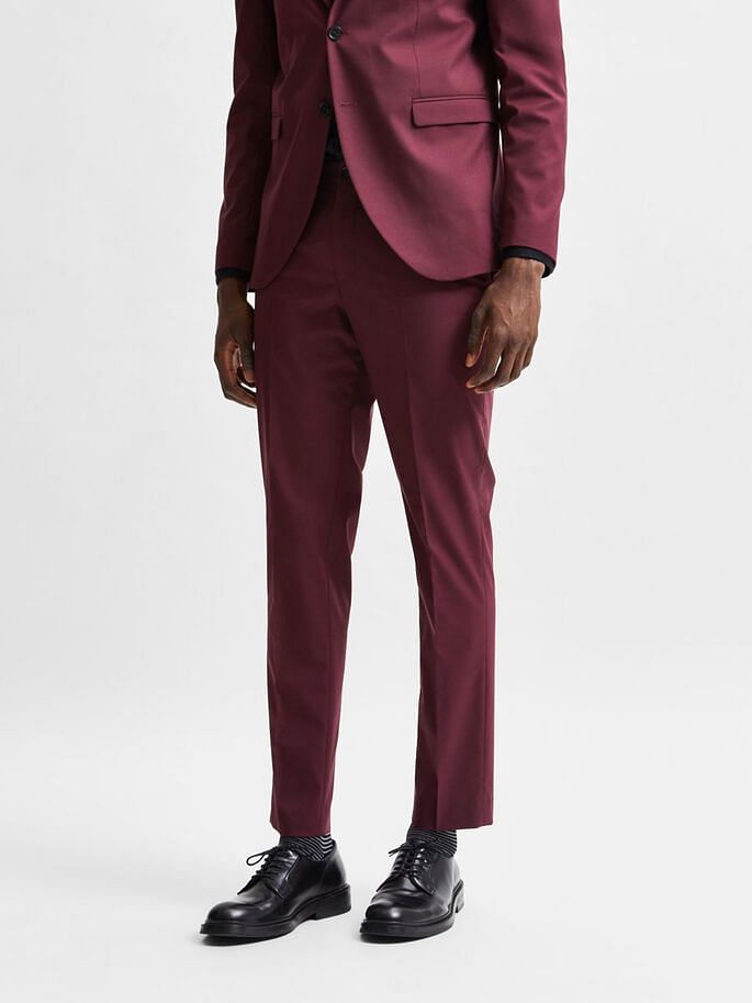 Maroon Slim Fit Suit Trousers