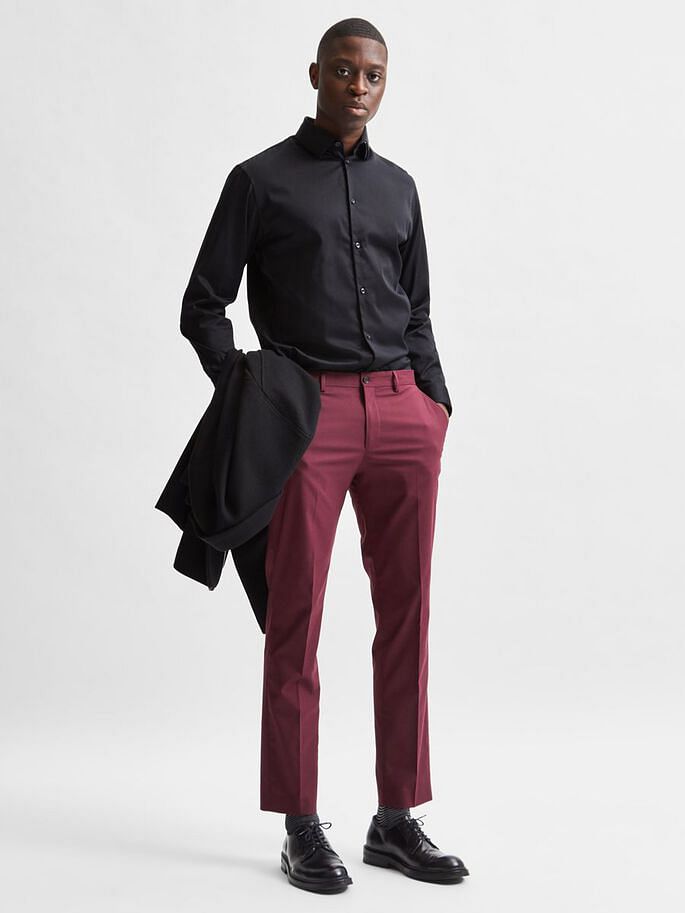 Maroon Slim Fit Suit Trousers