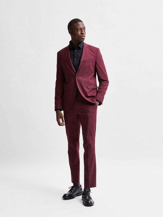 Maroon Slim Fit Suit Trousers