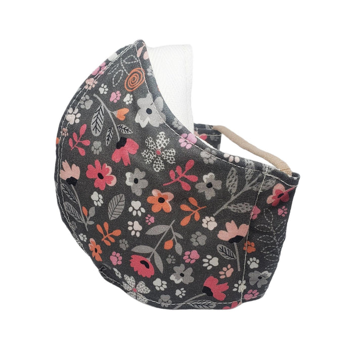 Mask - Medium - Gray Flowers White Lining by imakecutestuff