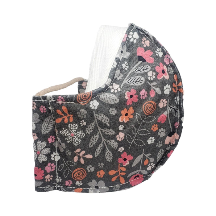 Mask - Medium - Gray Flowers White Lining by imakecutestuff