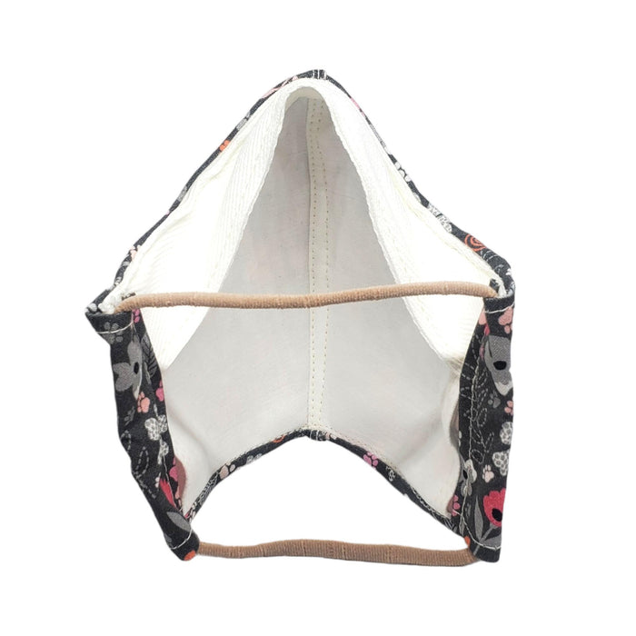 Mask - Medium - Gray Flowers White Lining by imakecutestuff