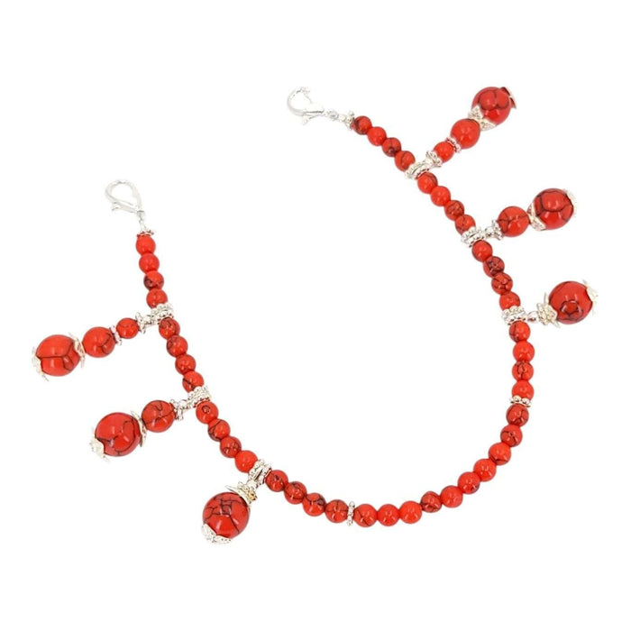 Mask Chain - Graduated Drops Bead Chain (Red Howlite) by Tiny Aloha