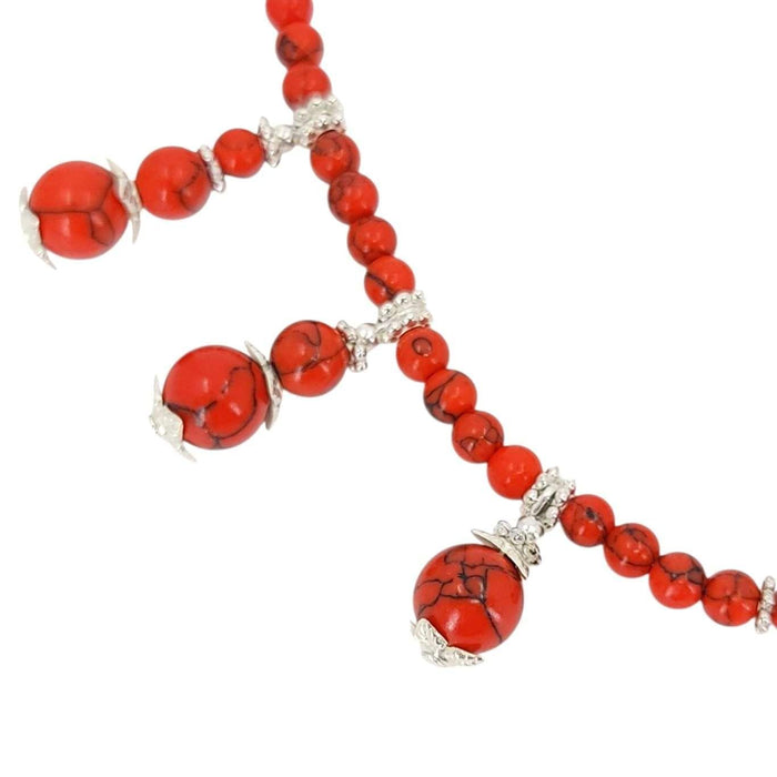 Mask Chain - Graduated Drops Bead Chain (Red Howlite) by Tiny Aloha