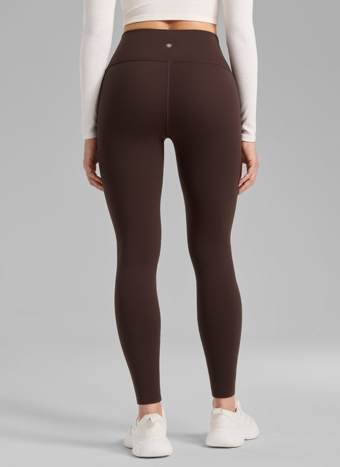 CRZ YOGA Women's Fleece Lined Casual High Rise Legging 28'' Hot Fudge Brown