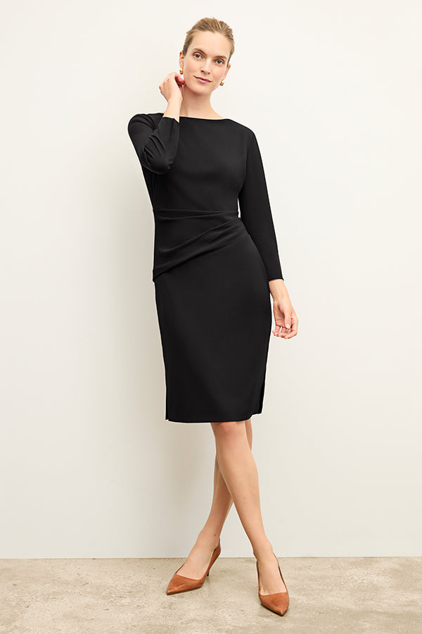 front image of a woman wearing the maxine dress in black | Exclude | Grid Hover