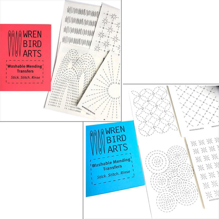 Mending Transfers - Set of 4 (Red or Blue Set) by Wren Bird Arts