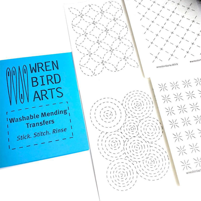 Mending Transfers - Set of 4 (Red or Blue Set) by Wren Bird Arts