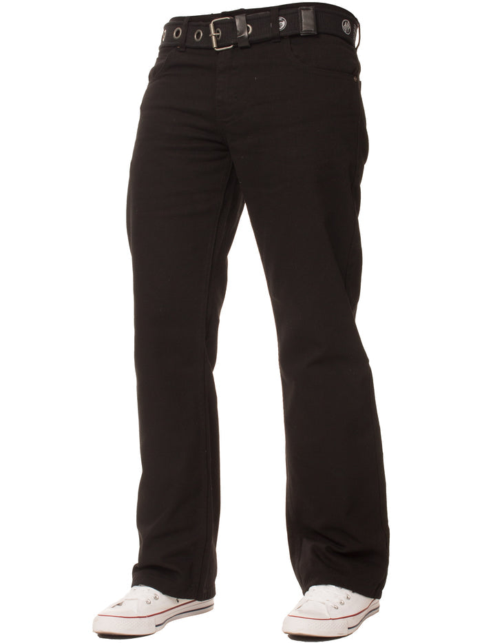 EZ14 BLK Mens Black Jeans with Belt | Enzo Designer Menswear ENZO RAWDENIM