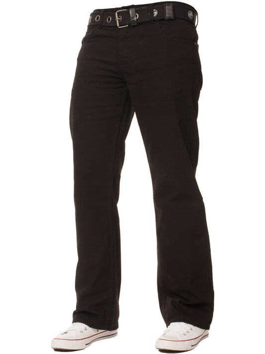 EZ14 BLK Mens Black Jeans with Belt | Enzo Designer Menswear ENZO RAWDENIM