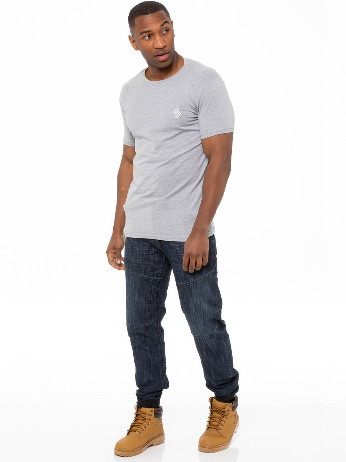 EZ377 Mens Denim Cuffed Joggers Jeans | Enzo Designer Menswear ENZO RAWDENIM