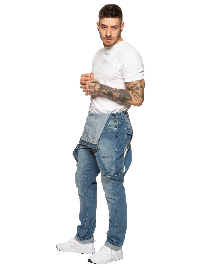 EZD390 Enzo | Designer Mens Fashionable Denim Overall Dungarees  | Enzo Designer Menswear ENZO RAWDENIM
