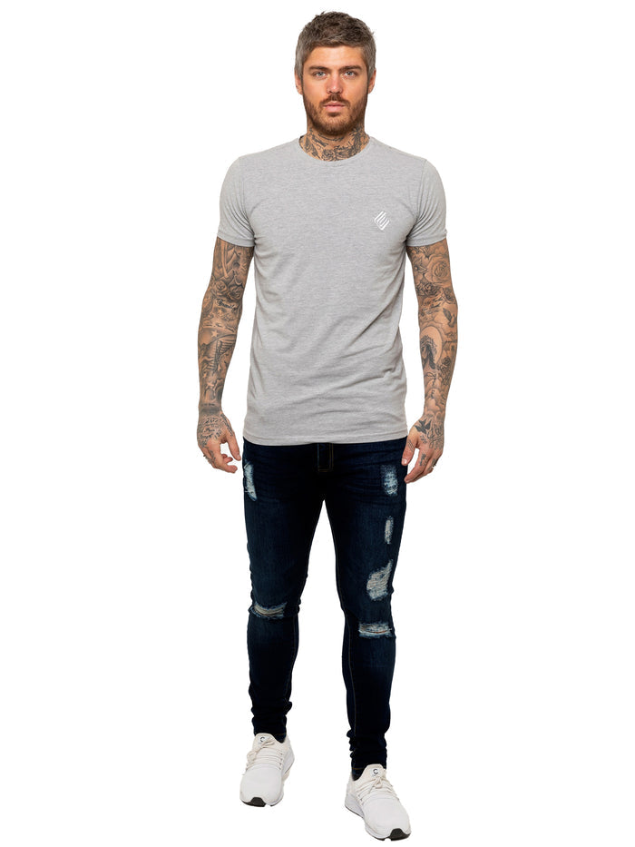 EZ383 Mens Super Skinny Stretch Ripped Jeans | Enzo Designer Menswear ENZO RAWDENIM