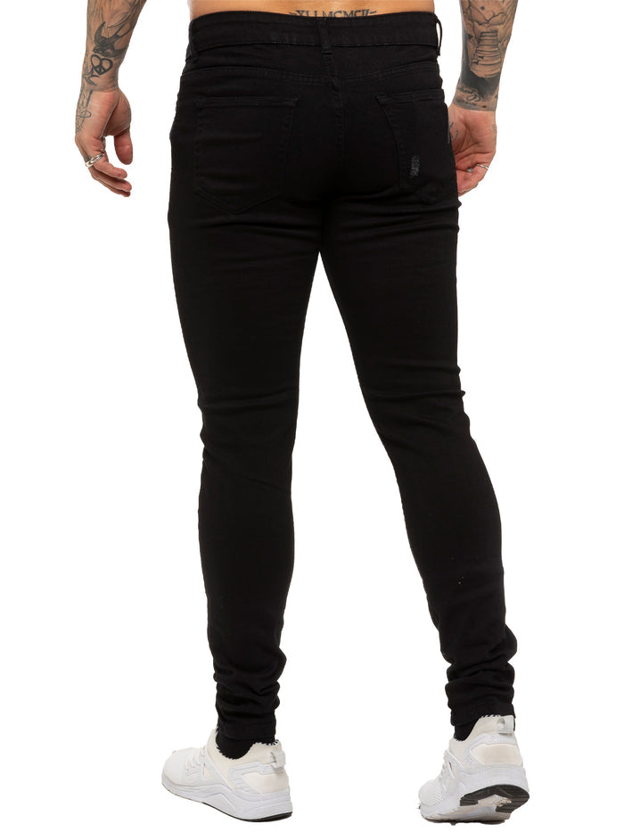 EZ383 Mens Super Skinny Stretch Ripped Jeans | Enzo Designer Menswear ENZO RAWDENIM