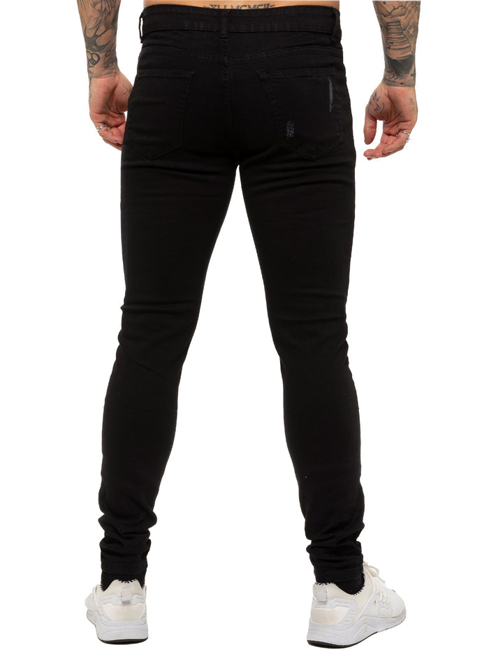 EZ383 Mens Super Skinny Stretch Ripped Jeans | Enzo Designer Menswear ENZO RAWDENIM