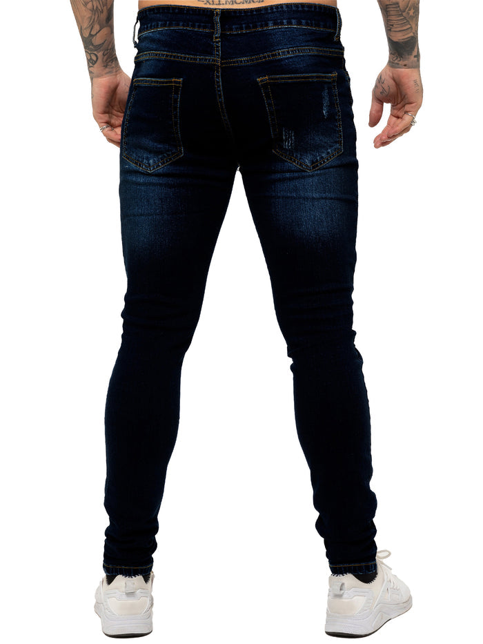 EZ383 Mens Super Skinny Stretch Ripped Jeans | Enzo Designer Menswear ENZO RAWDENIM