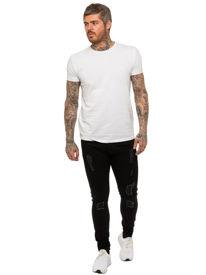 EZ383 Mens Super Skinny Stretch Ripped Jeans | Enzo Designer Menswear ENZO RAWDENIM