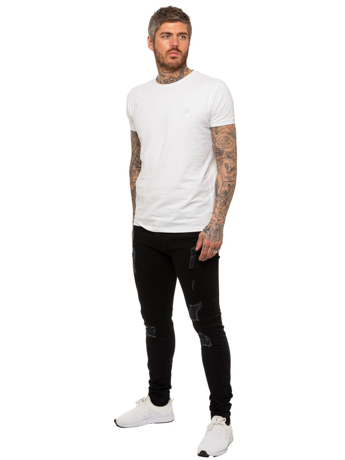 EZ383 Mens Super Skinny Stretch Ripped Jeans | Enzo Designer Menswear ENZO RAWDENIM