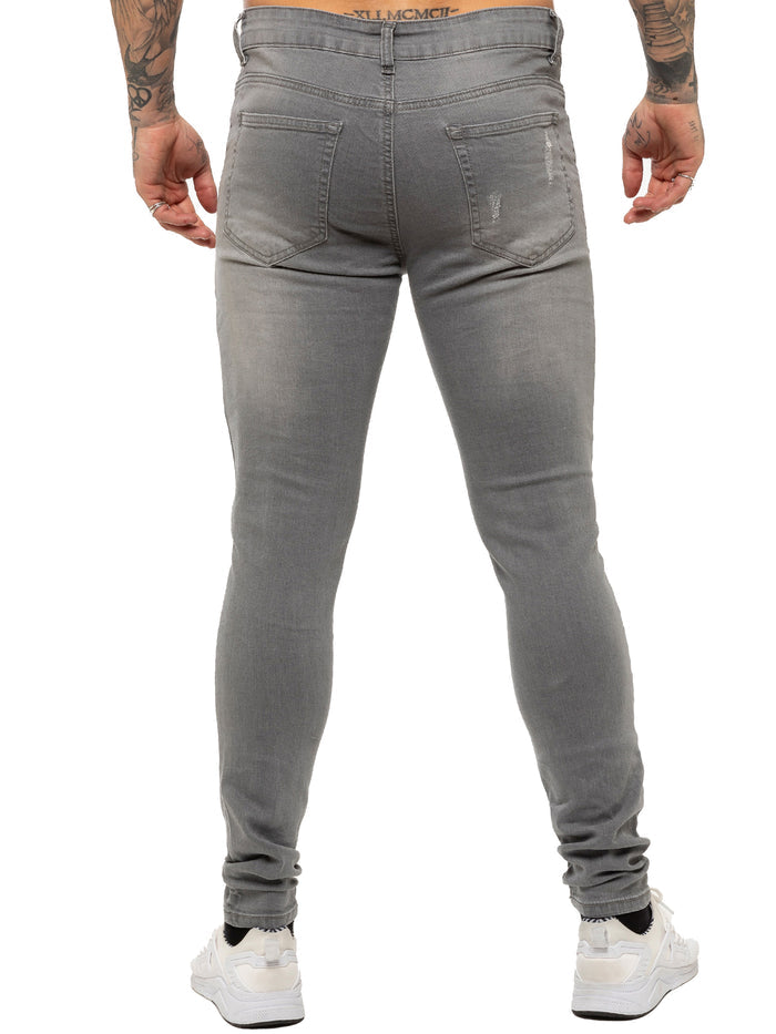 EZ383 Mens Super Skinny Stretch Ripped Jeans | Enzo Designer Menswear ENZO RAWDENIM