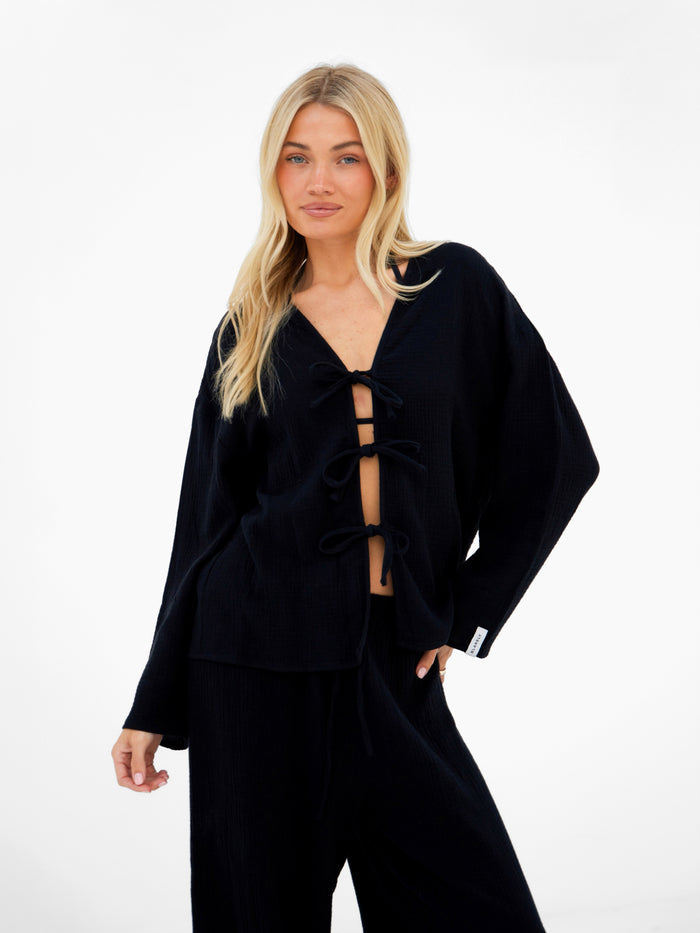 Mila Tie Up Top - Black