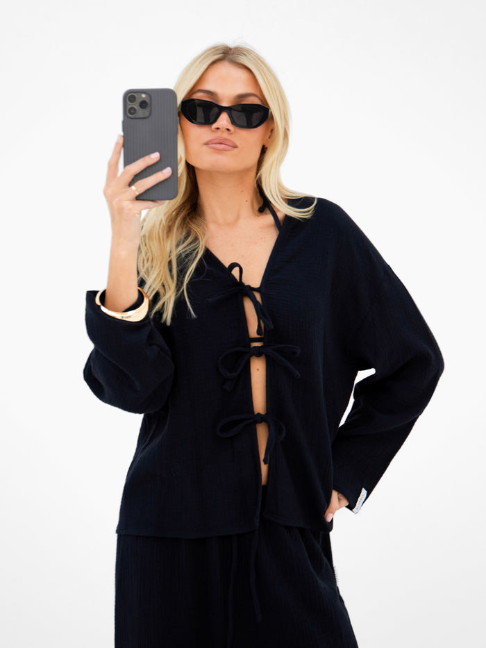 Mila Tie Up Top - Black