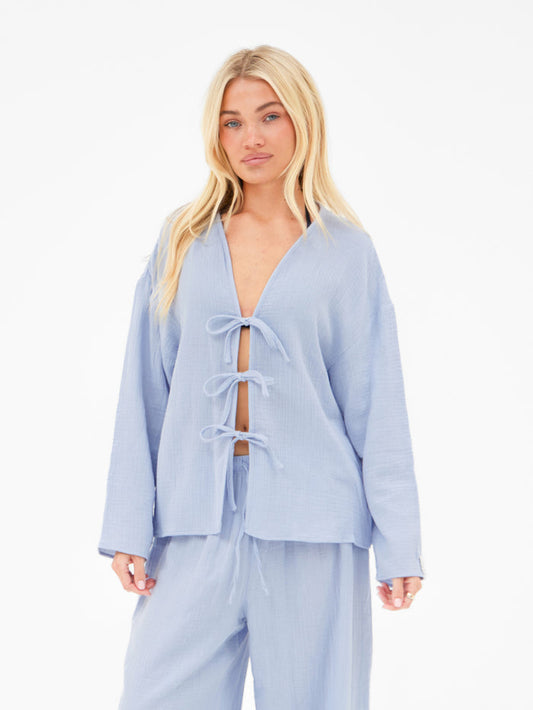 Mila Tie Up Top - Summer Blue