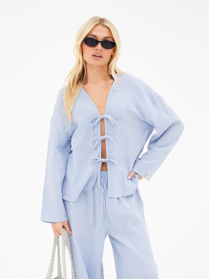 Mila Tie Up Top - Summer Blue