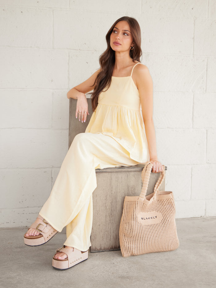 Mila Wide Leg Trousers - Butter Yellow