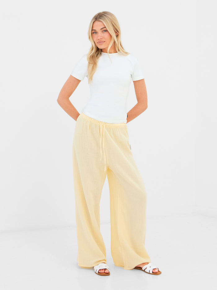Mila Wide Leg Trousers - Butter Yellow