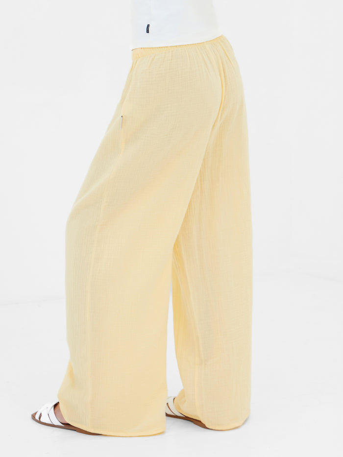 Mila Wide Leg Trousers - Butter Yellow