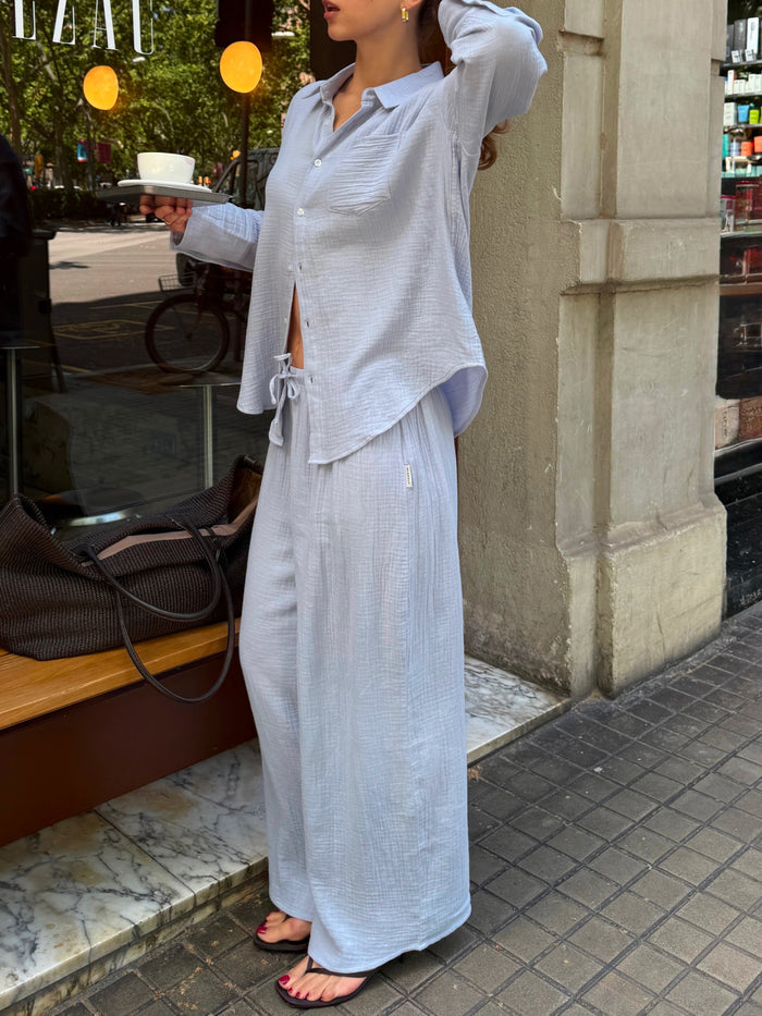 Mila Wide Leg Trousers - Summer Blue