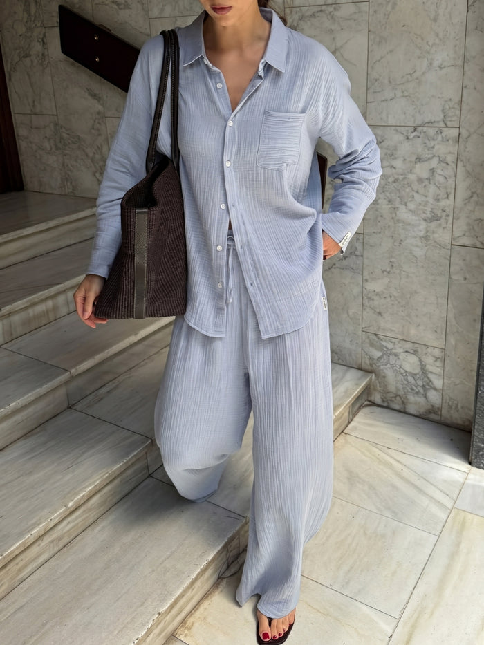 Mila Wide Leg Trousers - Summer Blue