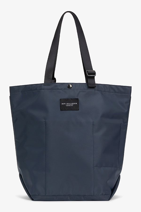 Packshot image of the Bags in Progress x MM Carry All Tote  in Navy | Grid | Still | Exclude