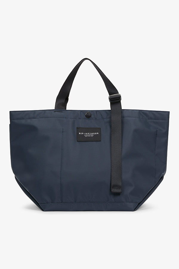 Packshot image of the Bags in Progress x MM Small Carry All Tote  in Navy | Grid | Exclude | Still