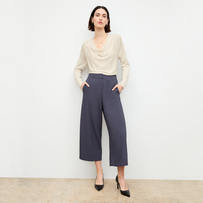 front image of a woman wearing the monica top in cream | Lead