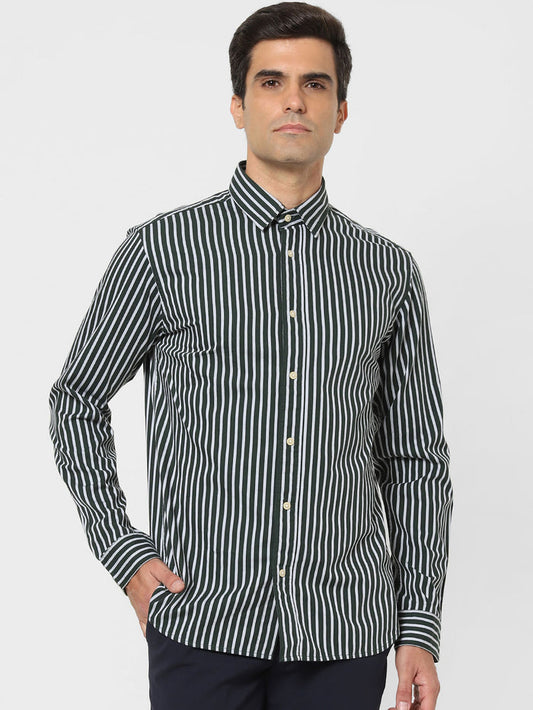 Monochrome Striped Full Sleeves Shirt