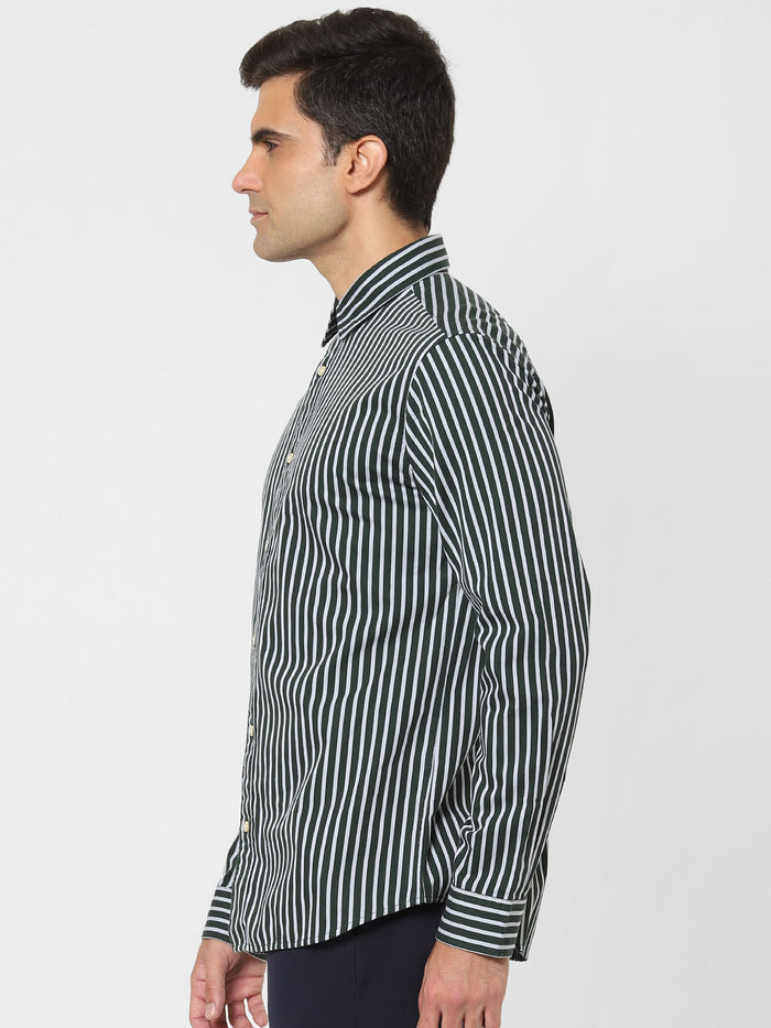 Monochrome Striped Full Sleeves Shirt