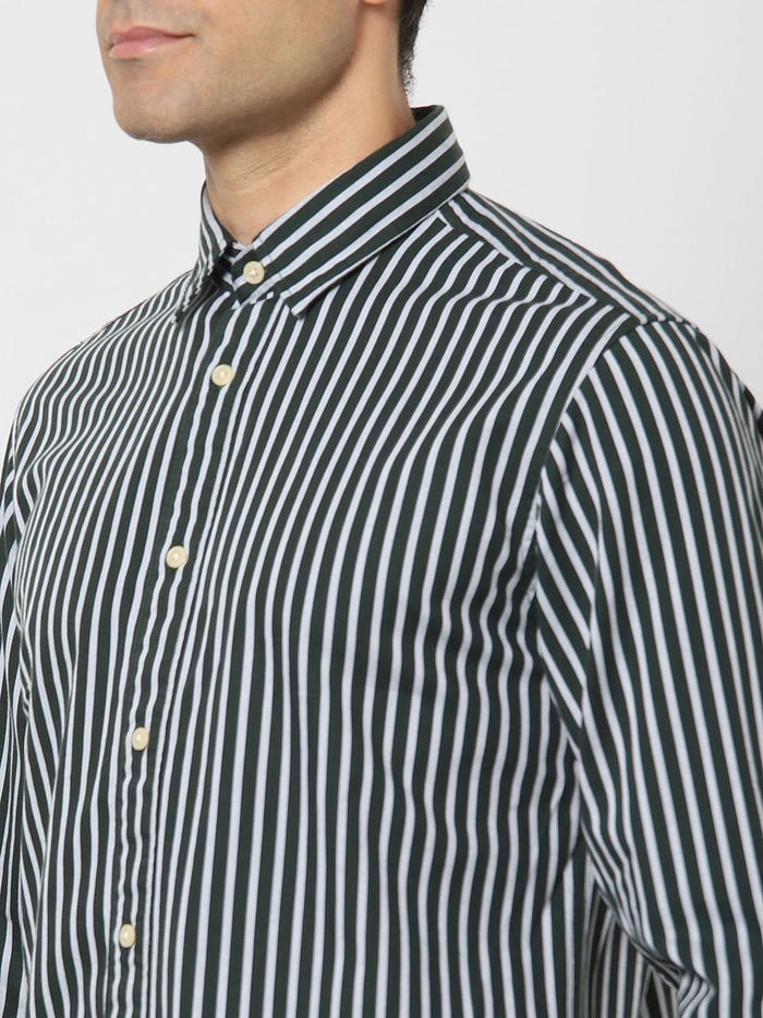 Monochrome Striped Full Sleeves Shirt